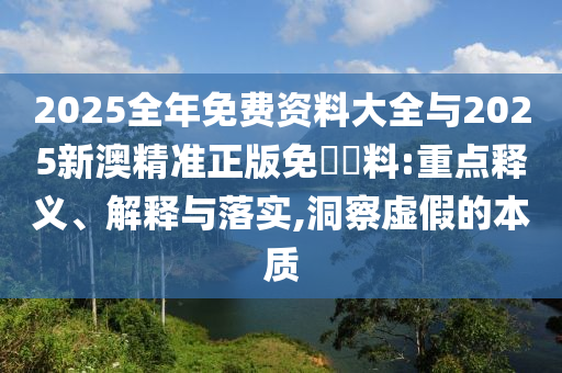 2025全年免費資料大全與2025新澳精準正版免費資料:重點釋義、解釋與落實,洞察虛假的本質(zhì)